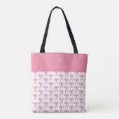 Schattigee Girly gepersonaliseerde Monogram Roze B Tote Bag (Achterkant)
