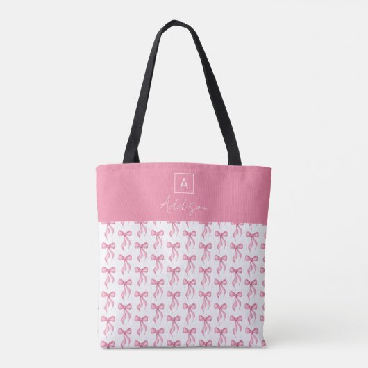 Schattigee Girly gepersonaliseerde Monogram Roze B Tote Bag (Achterkant)