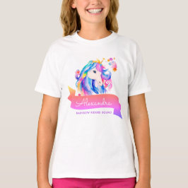 Schattigee Girly Guest of Honor Rainbow Unicorn Sq T-shirt