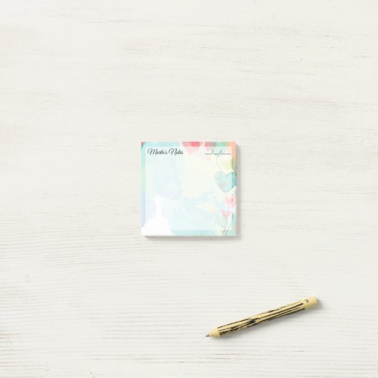 Schattigee Girly Hartballonnen 3" x 3" Post-it® Notes (Op bureau)