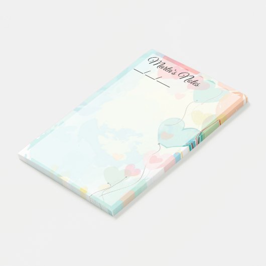 Schattigee Girly Hartballonnen 4" x 6" Post-it® Notes (Schuin)