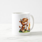 Schattigee Girly Highland Koe Camping Smores Koffiemok (Voorkant rechts)