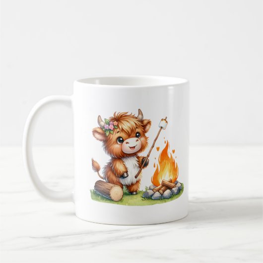Schattigee Girly Highland Koe Camping Smores Koffiemok (Links)