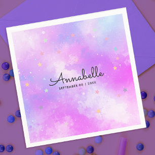 Schattigee Girly Holographic Pastel Sky Star Water Servet