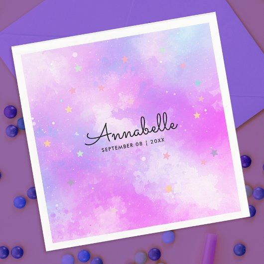 Schattigee Girly Holographic Pastel Sky Star Water Servet