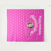 Schattigee Girly Hot Pink Bow Pattern Foto Bday We Wandkleed (Voorkant (horizontaal))