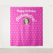 Schattigee Girly Hot Pink Bow Pattern Foto Bday We Wandkleed (Voorkant)