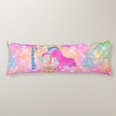 Schattigee girly hot Pink Rainbow eenhoorn Glitter Lichaamskussen (Voorkant)