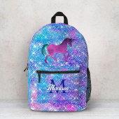 Schattigee girly iriserende eenhoorn blauw paarse  bedrukte rugzak