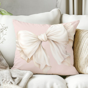 Schattigee Girly Ivory White Bow op Roze Kussen