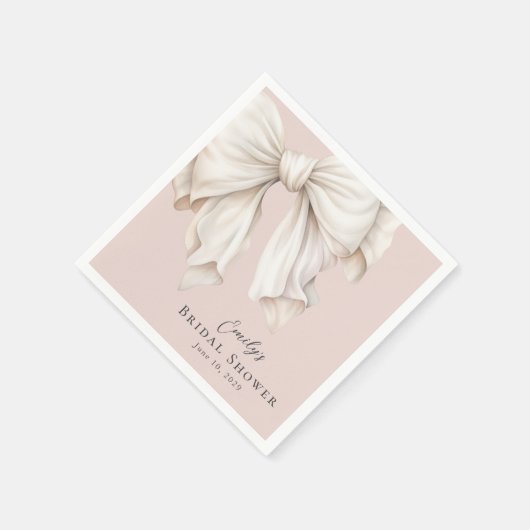 Schattigee Girly Ivory White Bow op Roze Vrijgezel Servet (Hoek)