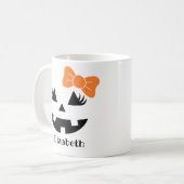 Schattigee Girly Jack O Lantern Pompoen Gezicht Mo Koffiemok (Voorkant links)