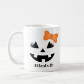 Schattigee Girly Jack O Lantern Pompoen Gezicht Mo Koffiemok (Links)