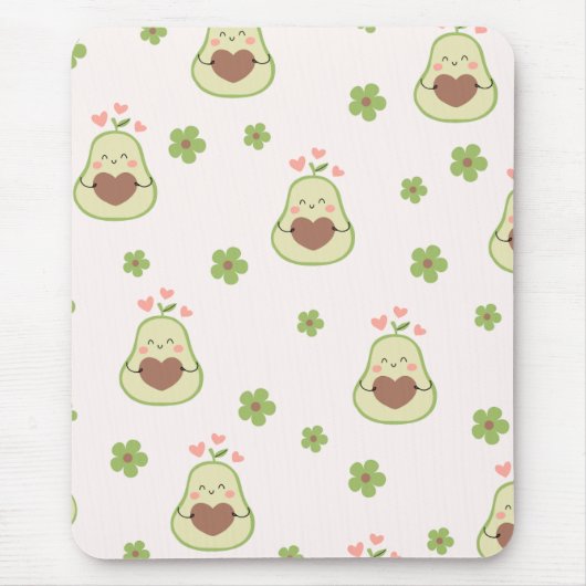Schattigee Girly Kawaii Avocado Grappige Muismat (Voorkant)