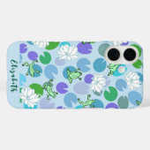 Schattigee girly kikkerkunst met blauwe waterlelie Case-Mate iPhone case (Achterkant (horizontaal))