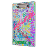 Schattigee Girly Kleurrijke Naam Collage met Bloem Klembord (Links)