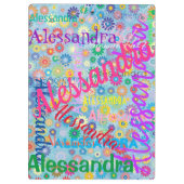 Schattigee Girly Kleurrijke Naam Collage met Bloem Klembord (Achterkant)