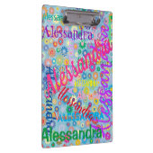 Schattigee Girly Kleurrijke Naam Collage met Bloem Klembord (Rechts)