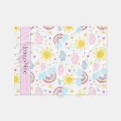 Schattigee Girly Kleurrijke Regenboog Patroon Naam Fleece Deken (Voorkant (Horizontaal))