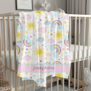 Schattigee Girly Kleurrijke Regenboog Patroon Naam Fleece Deken