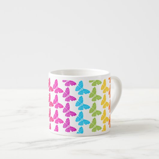 Schattigee Girly Kleurrijke Regenboog Vlinderpatro Espresso Kop (Voorkant rechts)