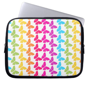 Schattigee Girly Kleurrijke Regenboog Vlinderpatro Laptop Sleeve