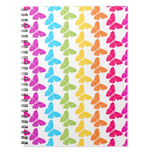 Schattigee Girly Kleurrijke Regenboog Vlinderpatro Notitieboek (Voorkant)