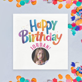 Schattigee Girly Kleurrijke Roze Verjaardag Party  Servet