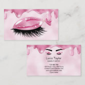 Schattigee Girly Lashes Pink Glitter Drips Visitekaartje (Voorkant / Achterkant)