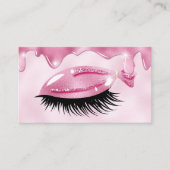 Schattigee Girly Lashes Pink Glitter Drips Visitekaartje (Voorkant)