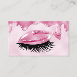Schattigee Girly Lashes Pink Glitter Drips Visitekaartje