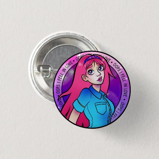 Schattigee Girly Love Pink Anime Girl Ronde Button 3,2 Cm (Voorkant /achterkant)