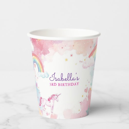 Schattigee Girly Magical Unicorn Party Papieren Bekers (Voorkant)