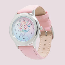 Schattigee Girly Mermaid gepersonaliseerde horloge