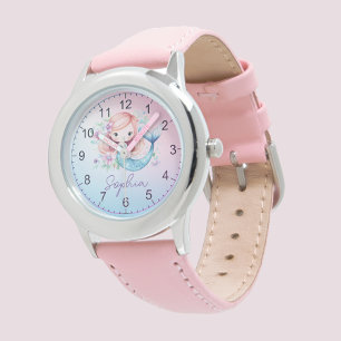 Schattigee Girly Mermaid gepersonaliseerde horloge