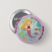 Schattigee Girly Mermaid Ronde Button 5,7 Cm (Voorkant /achterkant)