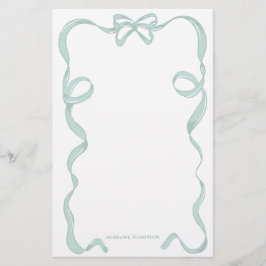 Schattigee Girly Mint Groene Bow Ribbon Lijst Briefpapier