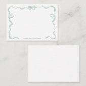 Schattigee Girly Mint Groene Bow Ribbon Lijst Notitiekaartje (Voorkant / Achterkant)