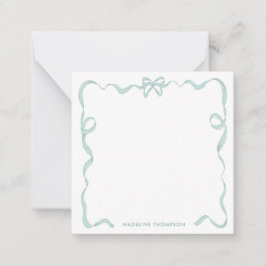 Schattigee Girly Mint Groene Bow Ribbon Lijst Notitiekaartje