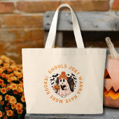 Schattigee Girly Monogram Halloween Boekenliefhebb Grote Tote Bag