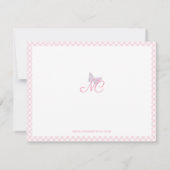 Schattigee Girly Monogram Naam Baby Pink Gingham C Notitiekaartje (Achterkant)