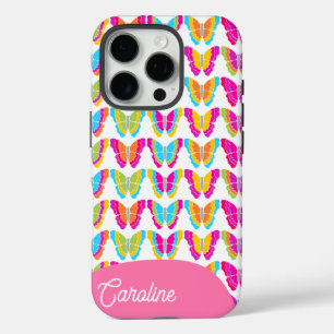 Schattigee Girly Multicolor Regenboog Vlinders Naa iPhone 16 Pro Hoesje