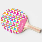 Schattigee Girly Multicolor Regenboog Vlinders Naa Tafeltennisbatje (Zijkant)