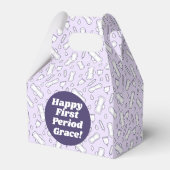 Schattigee Girly Paarse Tampon Pattern Eerste Peri Bedankdoosjes (Voorkant Zijde)