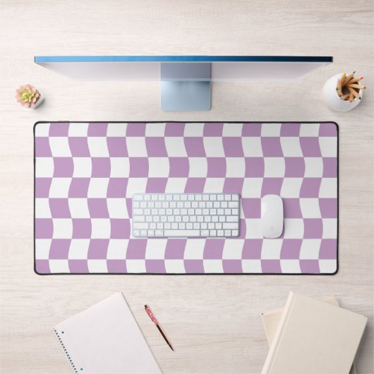 Schattigee Girly Paarse witte Wavy Checker Pattern Bureaumat (Kantoor 1)