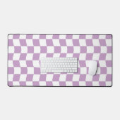 Schattigee Girly Paarse witte Wavy Checker Pattern Bureaumat (Keyboard & Muis)