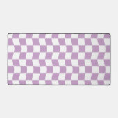 Schattigee Girly Paarse witte Wavy Checker Pattern Bureaumat (Voorkant)