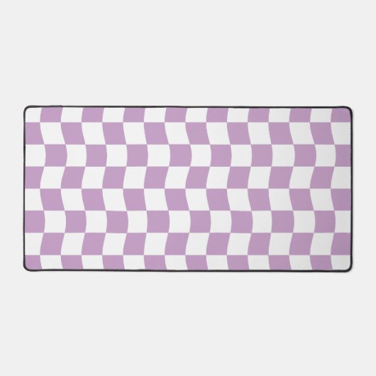 Schattigee Girly Paarse witte Wavy Checker Pattern Bureaumat (Voorkant)