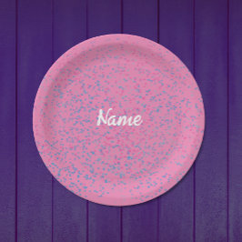 Schattigee Girly Pastel Roze Blauw Stippen Modern  Papieren Bordje