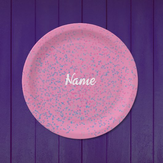Schattigee Girly Pastel Roze Blauw Stippen Modern  Papieren Bordje